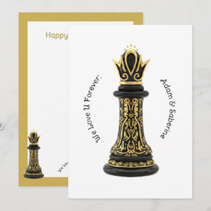 Cartes Pour Fêtes Annuelles MAMAN Reine de ma vie, Écriture Dorée Échecs Noirs