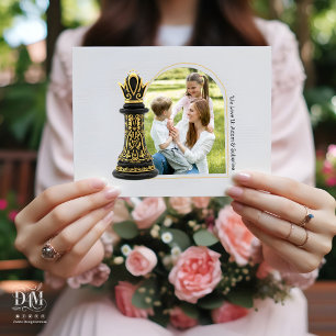 Cartes Pour Fêtes Annuelles MAMAN Reine de ma vie, Écriture Dorée Échecs Noirs