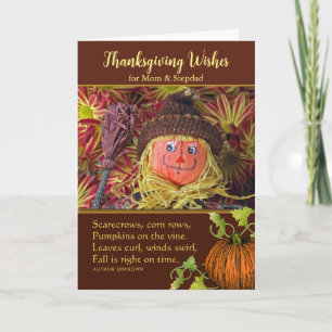 Cartes Pour Fêtes Annuelles Maman Stepdad Thanksgiving mignon Harvest Scarecro