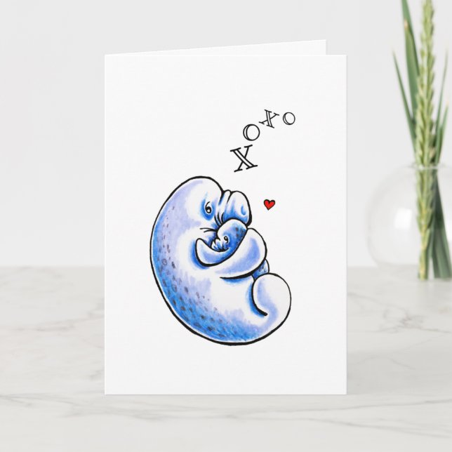 Cartes Pour Fêtes Annuelles Manatee Hugs Kisses Love (Devant)