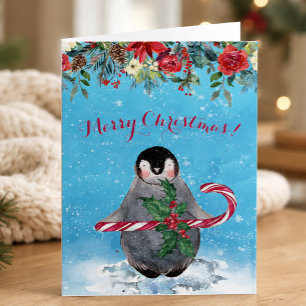 Cartes Pour Fêtes Annuelles Manchot aquarelle Joyeux Noël