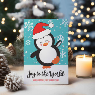 Cartes Pour Fêtes Annuelles Manchot de joie en dansant Flocons de neige Noël