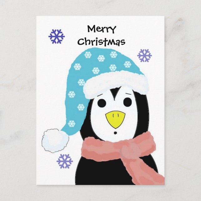 Cartes Pour Fêtes Annuelles Manchot de Noël (Devant)