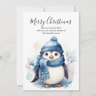 Cartes Pour Fêtes Annuelles Manchot d'hiver Cozy