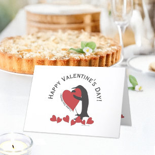 Cartes Pour Fêtes Annuelles Manchot et cœur rouge Joyuse Saint-Valentin