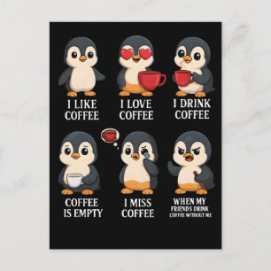 Cartes Pour Fêtes Annuelles Manchot Mignon Amateur de Café Émotions Pour Chaqu