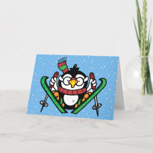 Cartes Pour Fêtes Annuelles Manchot sauteur