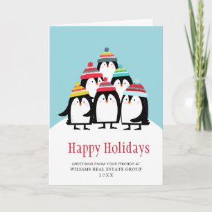 Cartes Pour Fêtes Annuelles Manchots drôles de Noël Entreprise Bienvenue