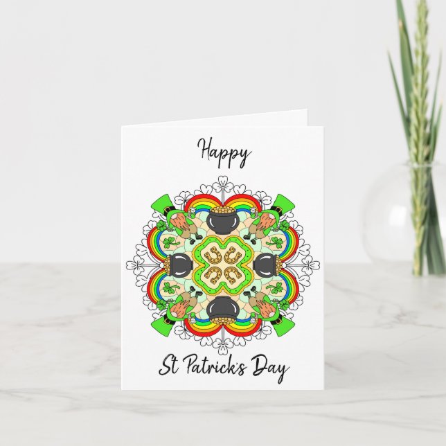 Cartes Pour Fêtes Annuelles Mandala personnalisé de la Saint-Patrick   (Devant)