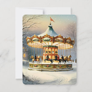 Cartes Pour Fêtes Annuelles manège de Noël vintage enneigé