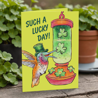 Cartes Pour Fêtes Annuelles Mangeoire à colibris vert chanceux de la Saint-Pat
