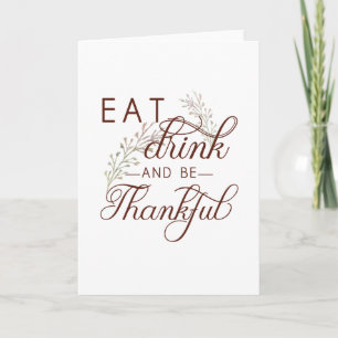 Cartes Pour Fêtes Annuelles manger boire et être reconnaissant