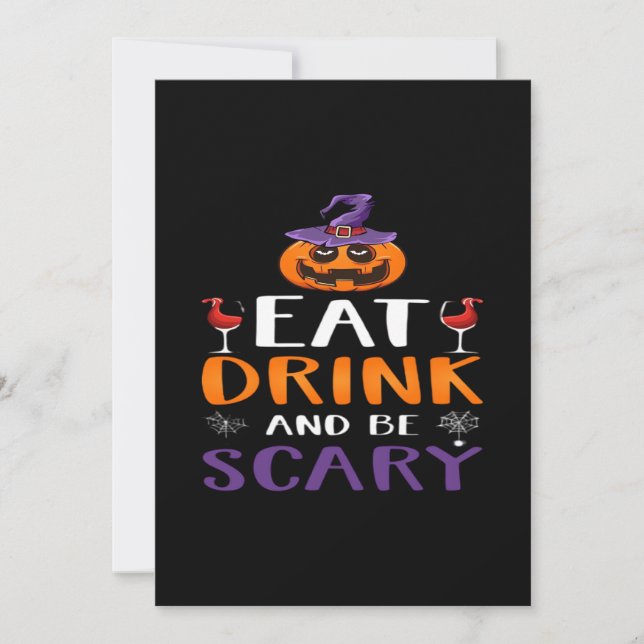 Cartes Pour Fêtes Annuelles Mangez, Buvez Et Soyez Effrayant Soirée Halloween  (Devant)