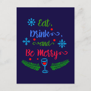 Cartes Pour Fêtes Annuelles Mangez, Buvez et Soyez Joyeux, Noël, ZSSPG
