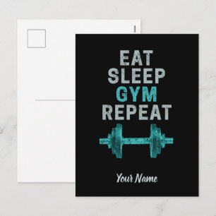 Cartes Pour Fêtes Annuelles Mangez Sleep Gym Répéter Gymnastique Vintage Pour