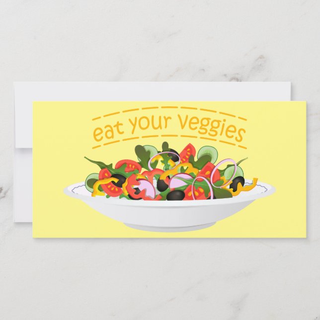 Cartes Pour Fêtes Annuelles Mangez vos Légumes Citer salade fraîche mélange bo (Devant)