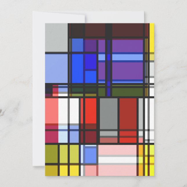 Cartes Pour Fêtes Annuelles Manic Mondrian Style Retro Composition des couleur (Devant)