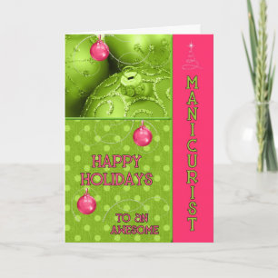 Cartes Pour Fêtes Annuelles Manicuriste Ornements rose et vert