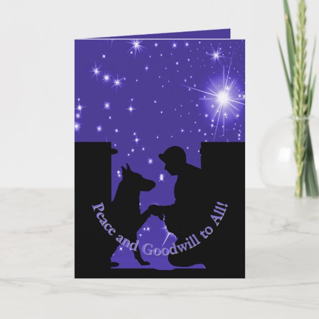 Cartes Pour Fêtes Annuelles Manipulateur K9 militaire et Noël de meilleurs (Devant)