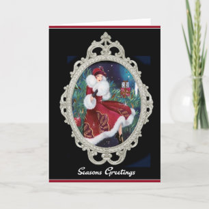 Cartes Pour Fêtes Annuelles Manteau de Noël rouge fille flapper vintage