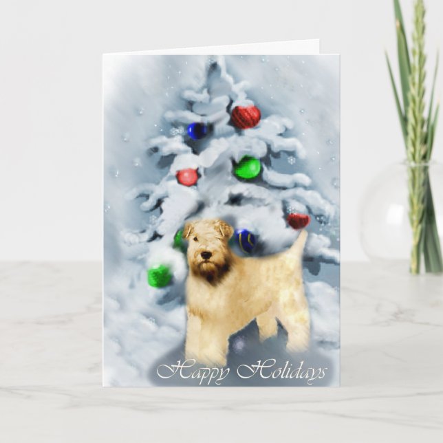 Cartes Pour Fêtes Annuelles Manteau doux Wheaten Terrier Noël (Devant)
