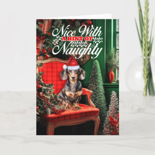 Cartes Pour Fêtes Annuelles Manteau lisse Dachshund Noël Chien Naughty Nice