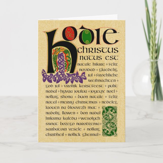 Cartes Pour Fêtes Annuelles Manuscrit de Noël celtique (Devant)