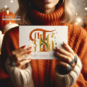 Cartes Pour Fêtes Annuelles Manuscrit Élégant Merci Automne Feuillage D'automn