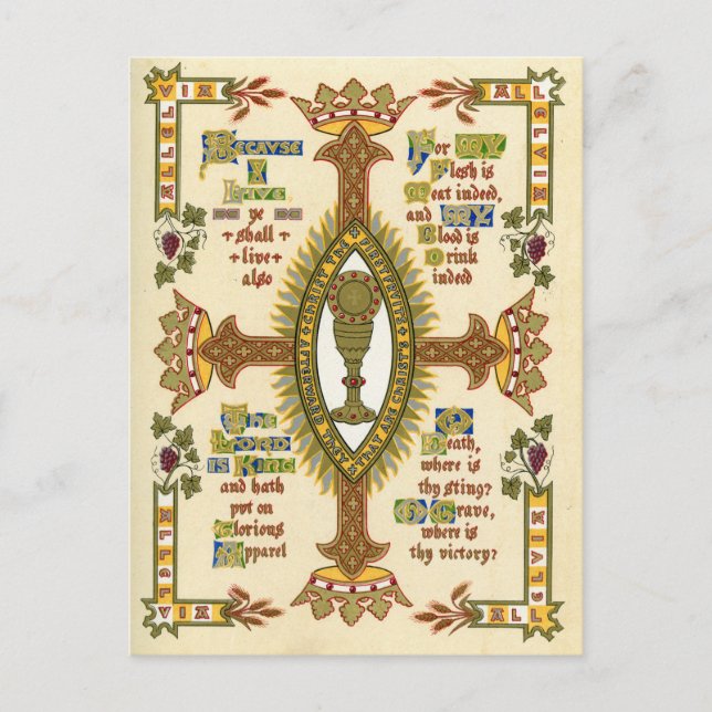 Cartes Pour Fêtes Annuelles Manuscrit illuminé pour Pâques. (Devant)