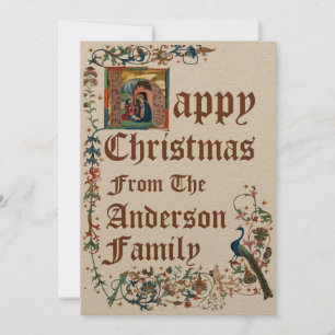 Cartes Pour Fêtes Annuelles Manuscrit lumineux médiéval Nativité de Noël