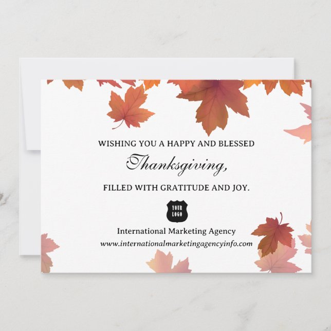 Cartes Pour Fêtes Annuelles Maple Feuille Business Company Client Thanksgiving (Devant)