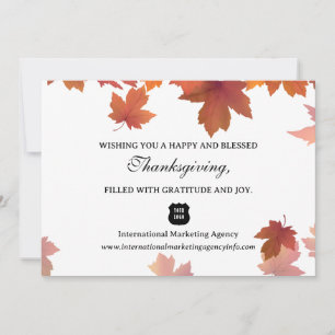 Cartes Pour Fêtes Annuelles Maple Feuille Business Company Client Thanksgiving