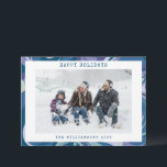 Cartes Pour Fêtes Annuelles Marbre bleu abstrait tourbillonnant Photo personna<br><div class="desc">Carte de vacances avec photo personnalisée Marbre bleu abstrait tourbillonnant élégante</div>