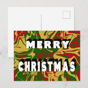 Cartes Pour Fêtes Annuelles Marbre de vacances Rouge Vert Or Joyeux Noël
