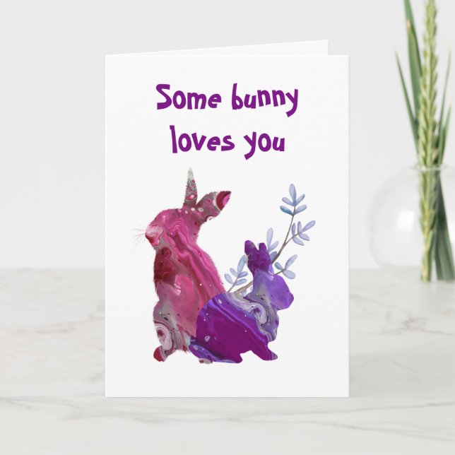 Cartes Pour Fêtes Annuelles Marbre Printemps de Pâques Un lapin t'aime (Devant)