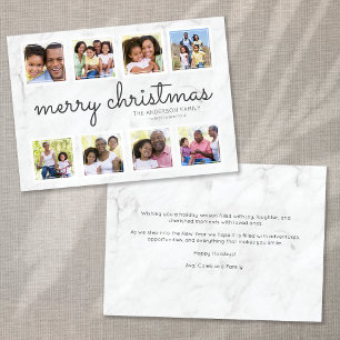 Cartes Pour Fêtes Annuelles Marbre Script Photo Collage Noël