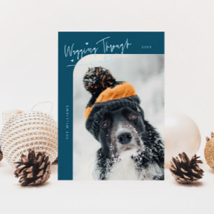 Cartes Pour Fêtes Annuelles Marche à travers la photo de chien d'hiver Noël Tu