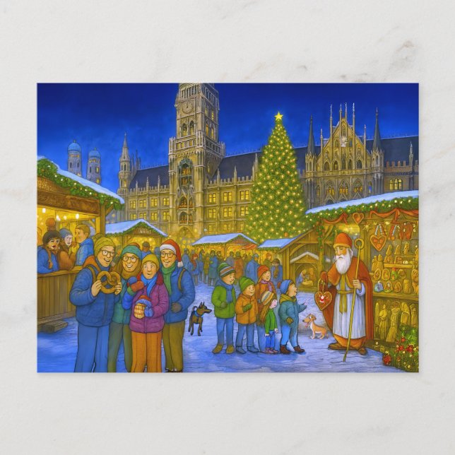Cartes Pour Fêtes Annuelles Marché de Noël à Marienplatz Munich (Devant)