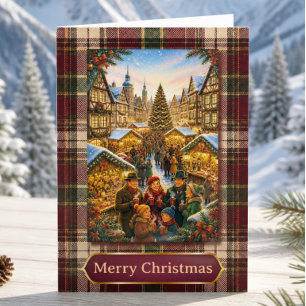 Cartes Pour Fêtes Annuelles Marché de Noël allemand vintage Glühwein Famille