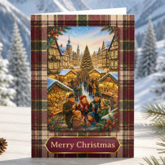 Cartes Pour Fêtes Annuelles Marché de Noël allemand vintage Glühwein Famille