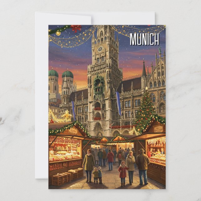 Cartes Pour Fêtes Annuelles Marché de Noël de la Marienplatz à Munich en Allem (Devant)