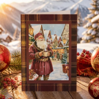Cartes Pour Fêtes Annuelles Marché de Noël vintage allemand avec Père Noël et