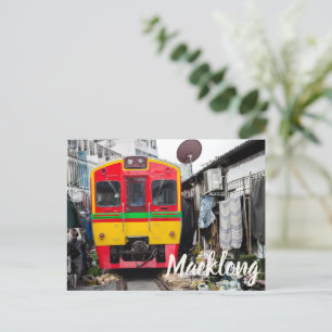 Cartes Pour Fêtes Annuelles Marché ferroviaire Maeklong Thaïlande Bangkok Trai