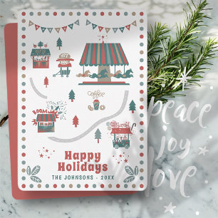 Cartes Pour Fêtes Annuelles Marché Whimsical moderne de Noël Carnaval