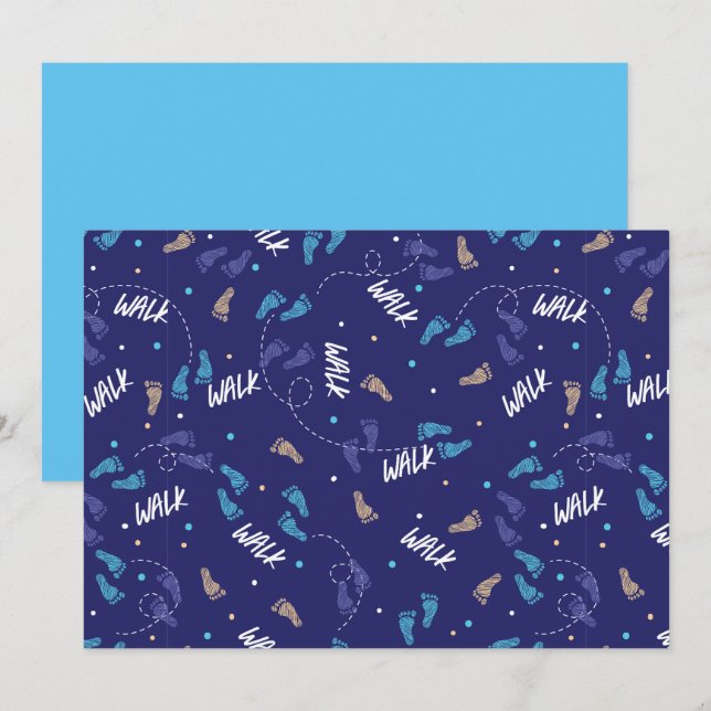 Cartes Pour Fêtes Annuelles Marcher ensemble : Empreinte Aventure Silhouette (Devant / Derrière)