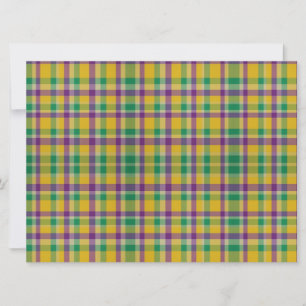 Cartes Pour Fêtes Annuelles Mardi Gras coloré en vichy à motifs