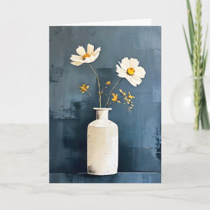 Cartes Pour Fêtes Annuelles Marguerites blanches dans un vase blanc pour la fê