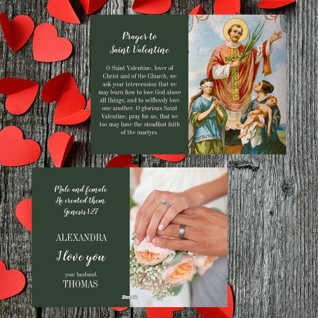 Cartes Pour Fêtes Annuelles Mari de femme catholique Saint-Valentin (Religious Christian Catholic Wife Husband Couple Saint Valentine Prayer Valentine's Day Holiday Card)