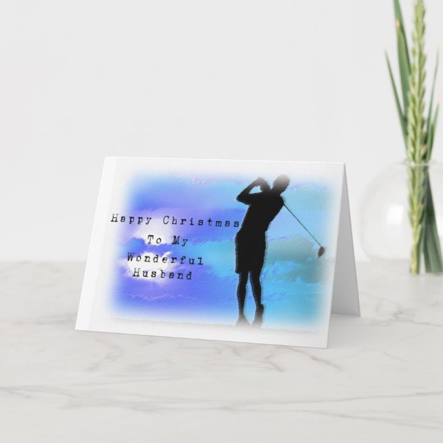 Cartes Pour Fêtes Annuelles Mari de golf à Noël (Devant)