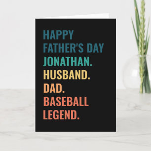Cartes Pour Fêtes Annuelles Mari Légende du Baseball Papa Cadeau personnalisé 